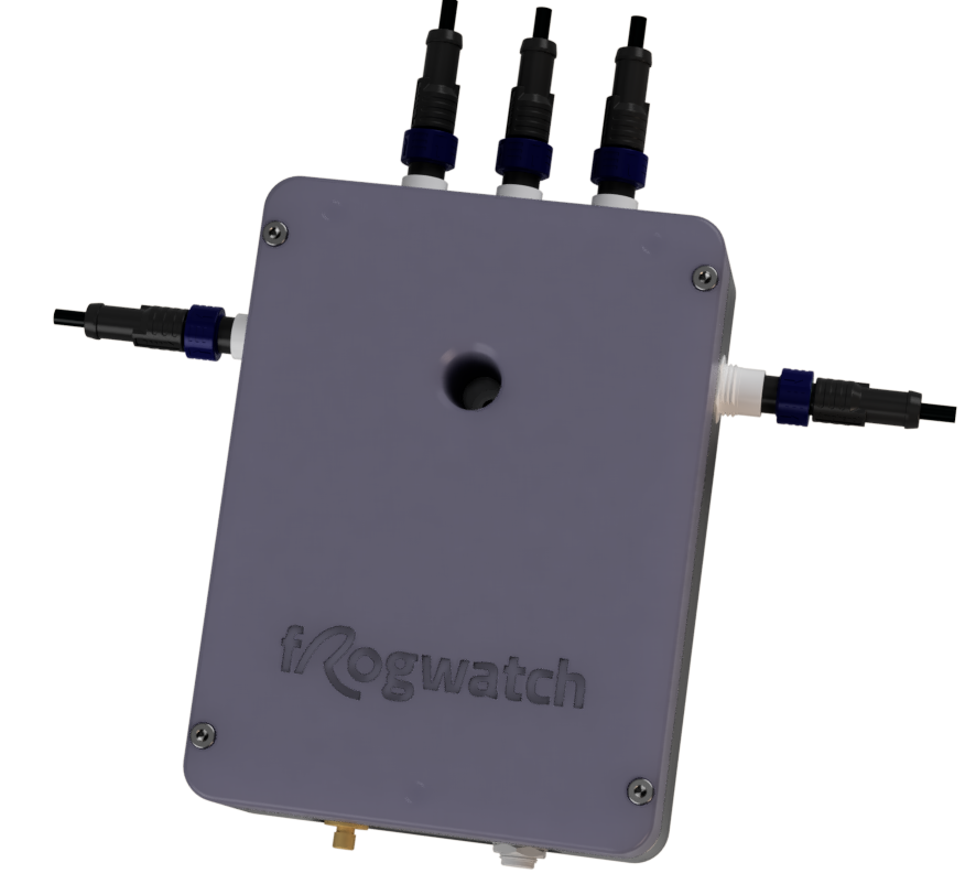 Concept render van de Frogwatch Hub, het basisstation voor de nieuwe sensoren